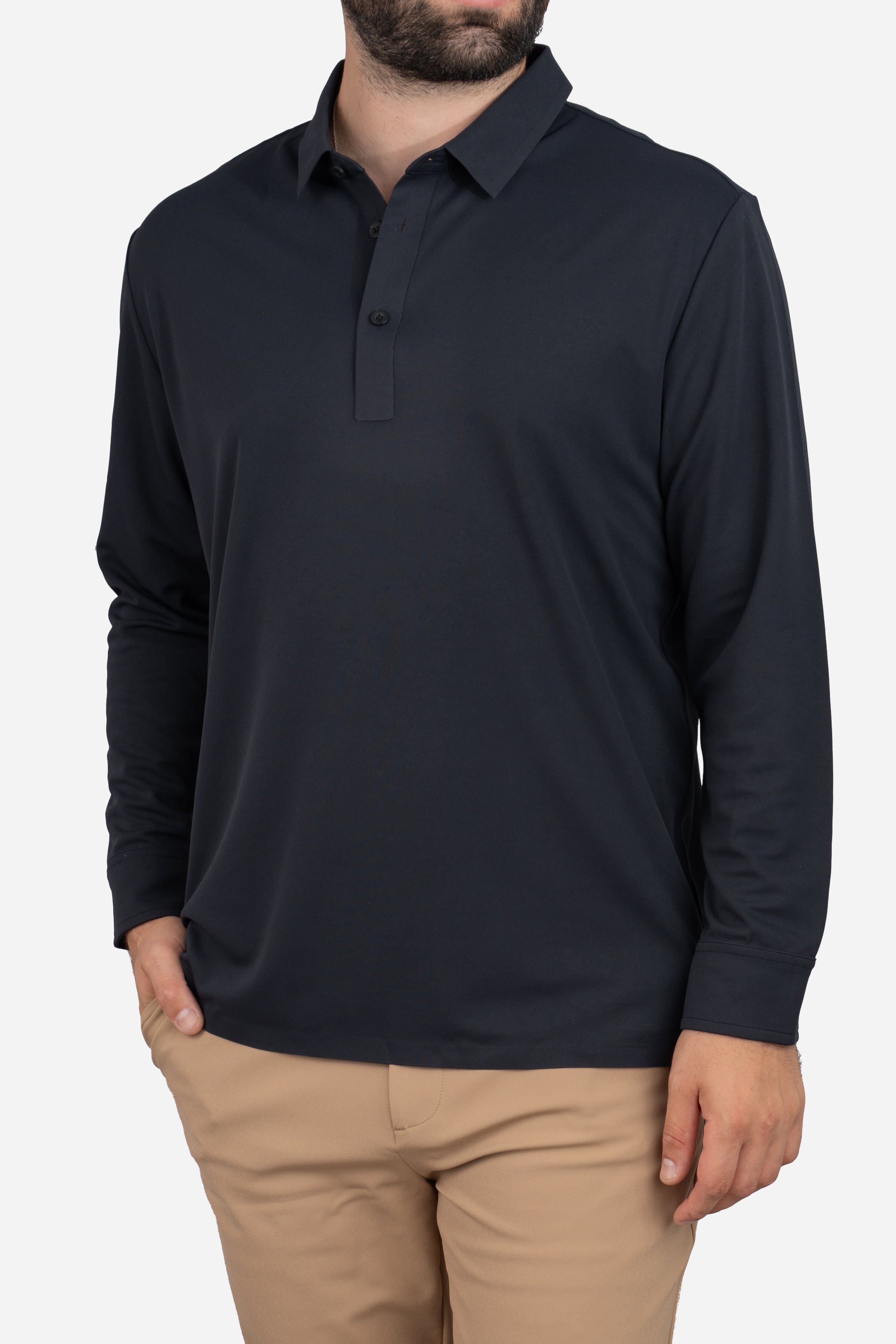 Long Sleeve Tech Polo Black
