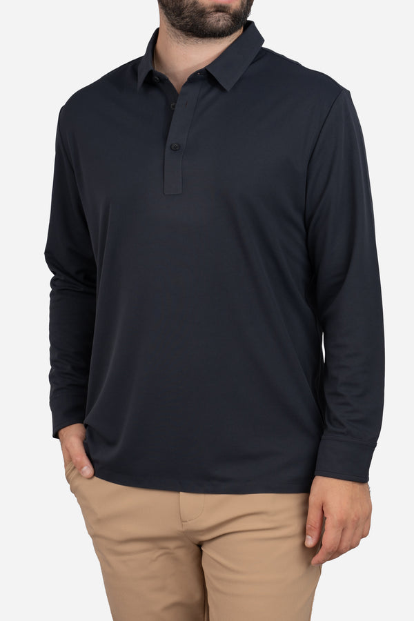 Long Sleeve Tech Polo Black