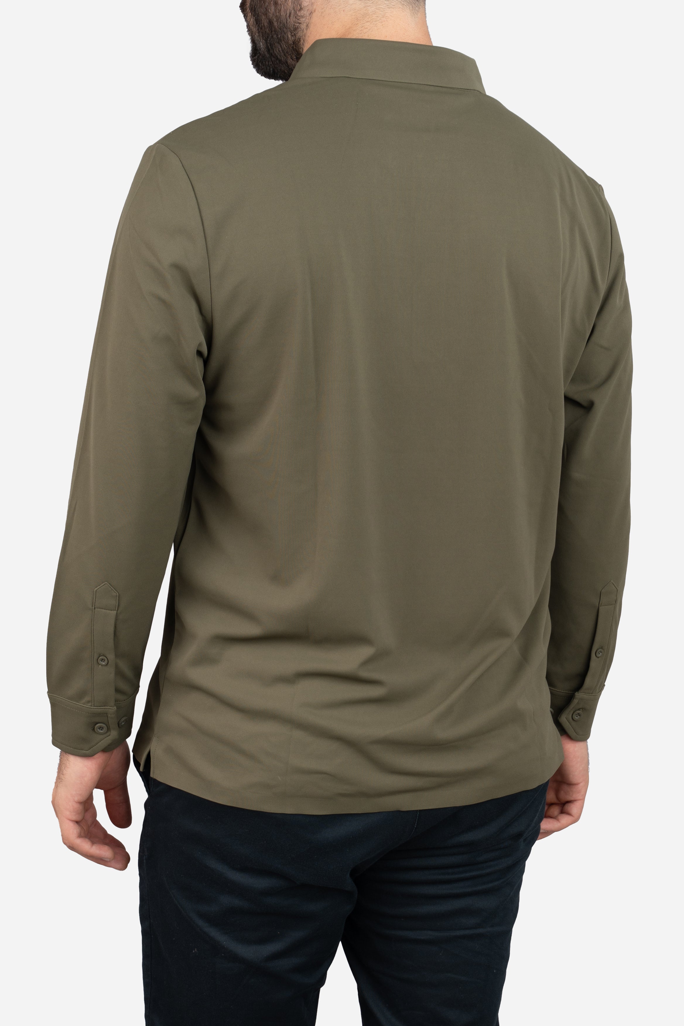 Long Sleeve Tech Polo Olive