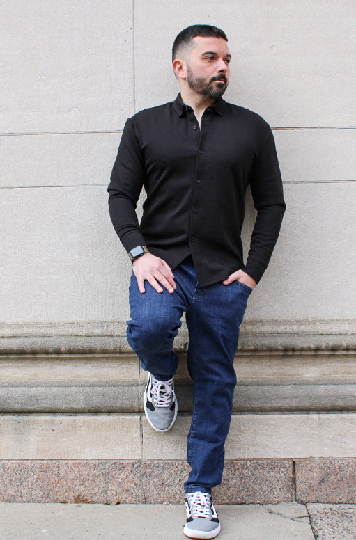 Flex Button Down Shirt | Black | Under 510