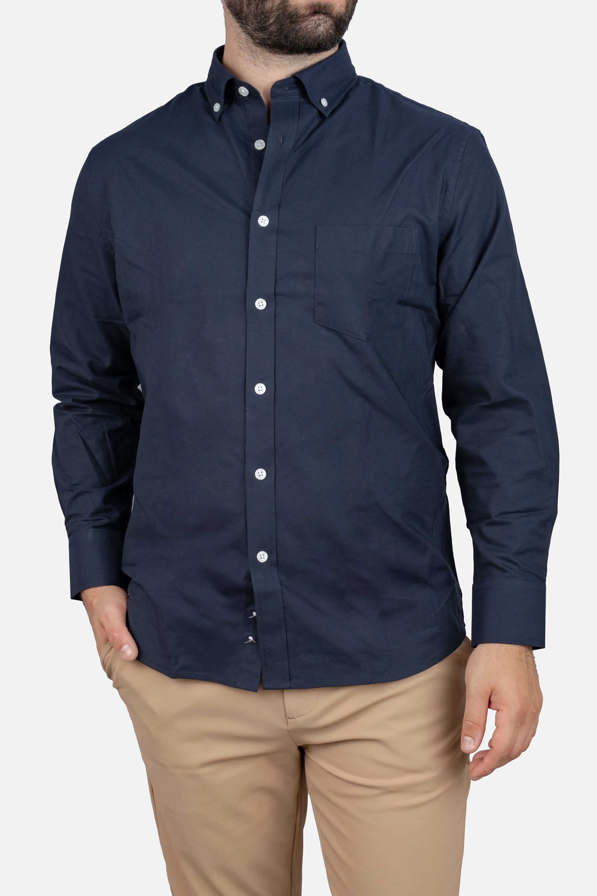 Stretch Oxford Button Down Shirt Navy
