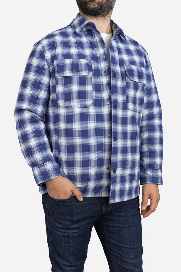Padded Shacket Blue Plaid