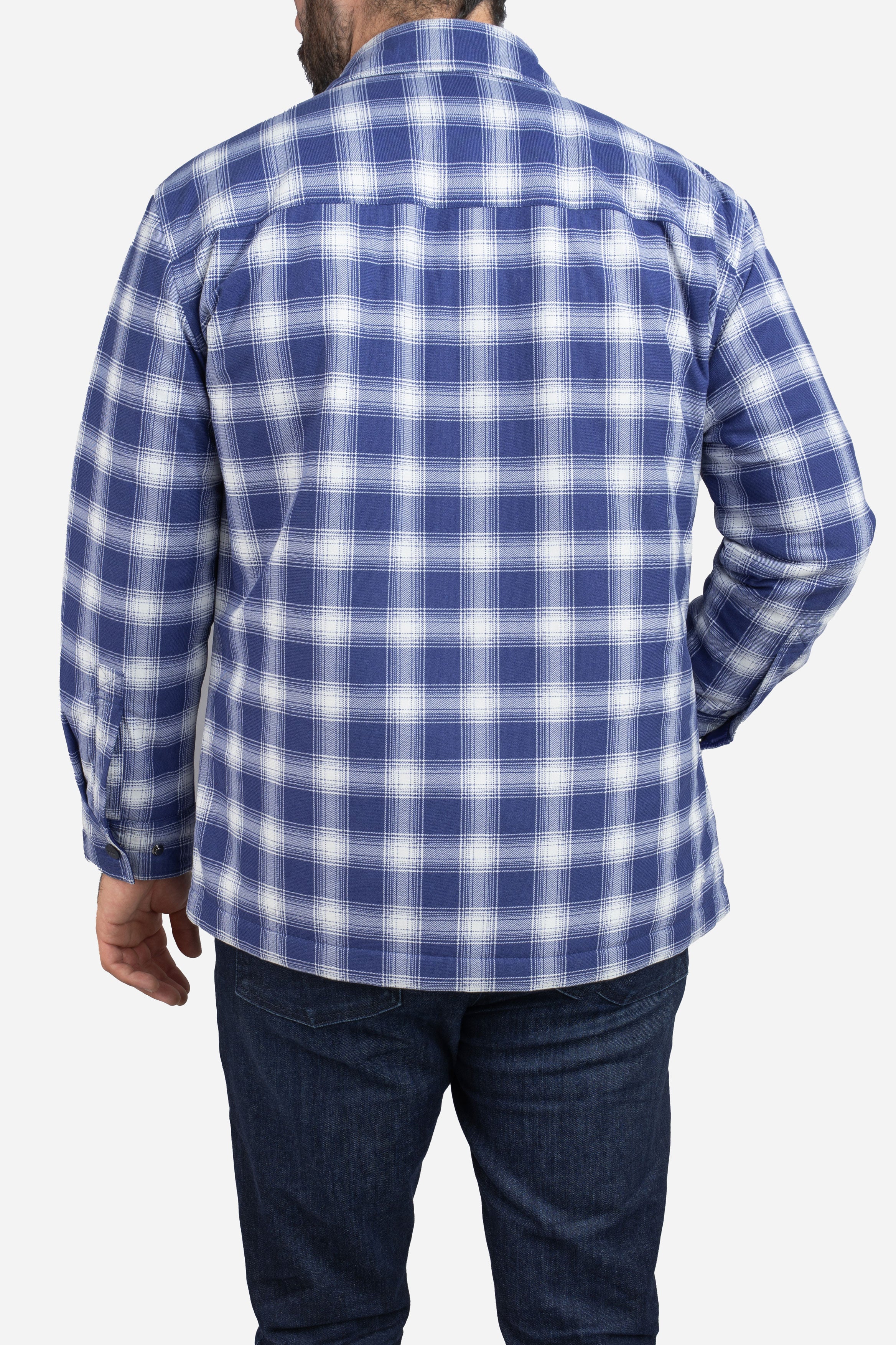 Padded Shacket Blue Plaid