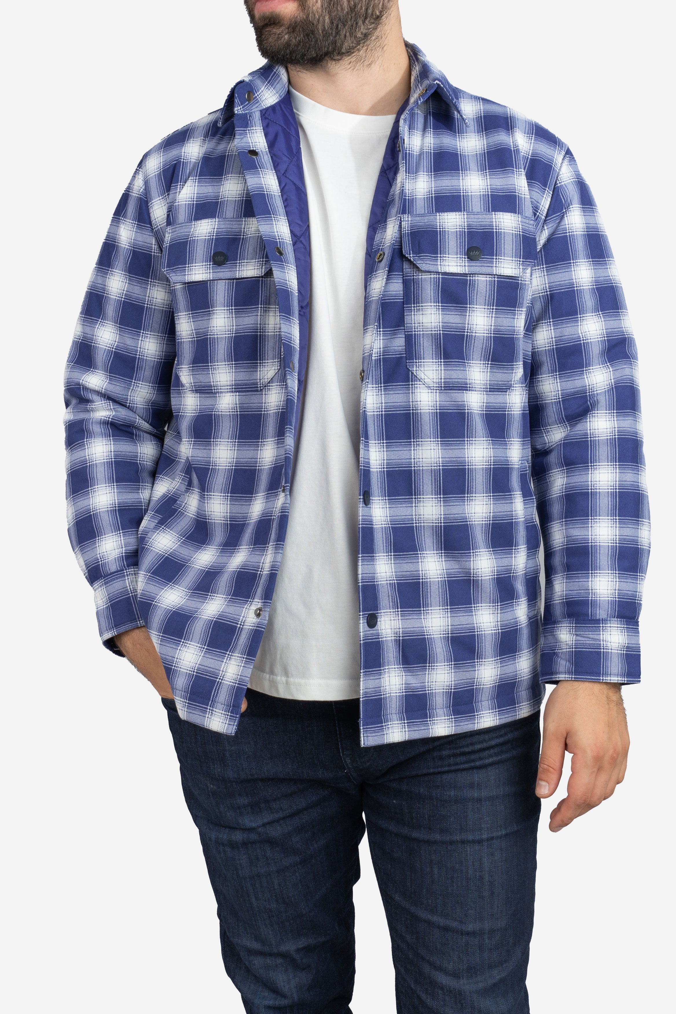 Padded Shacket Blue Plaid