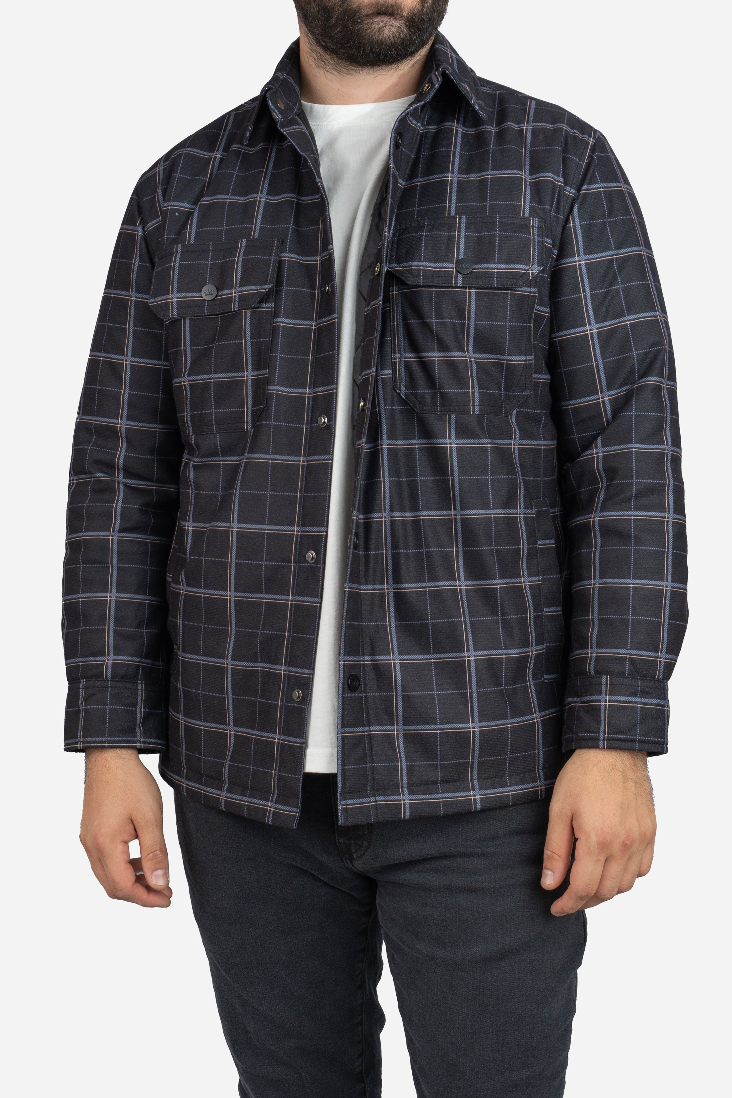 Padded Shacket Charcoal Plaid