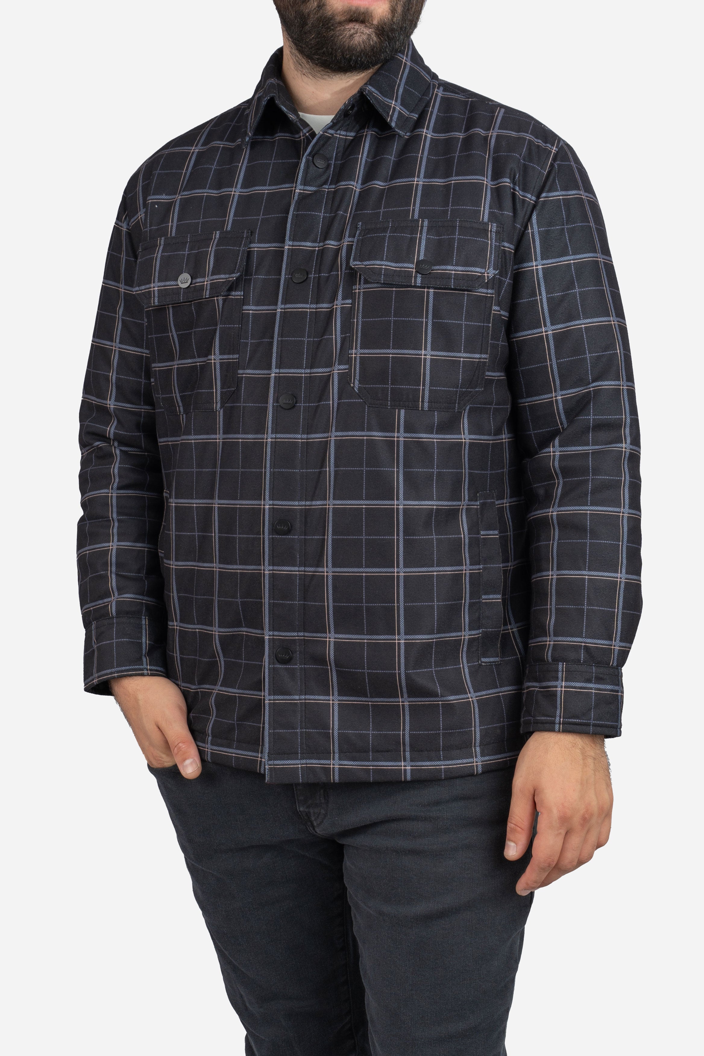 Padded Shacket Charcoal Plaid