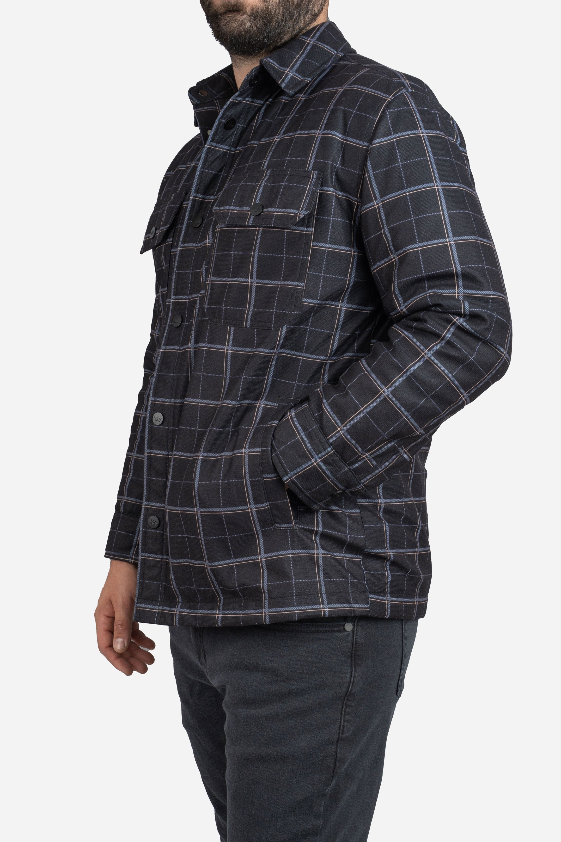 Padded Shacket Charcoal Plaid