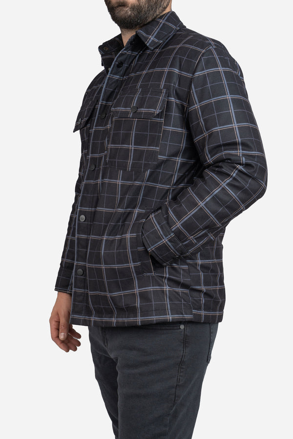 Padded Shacket Charcoal Plaid