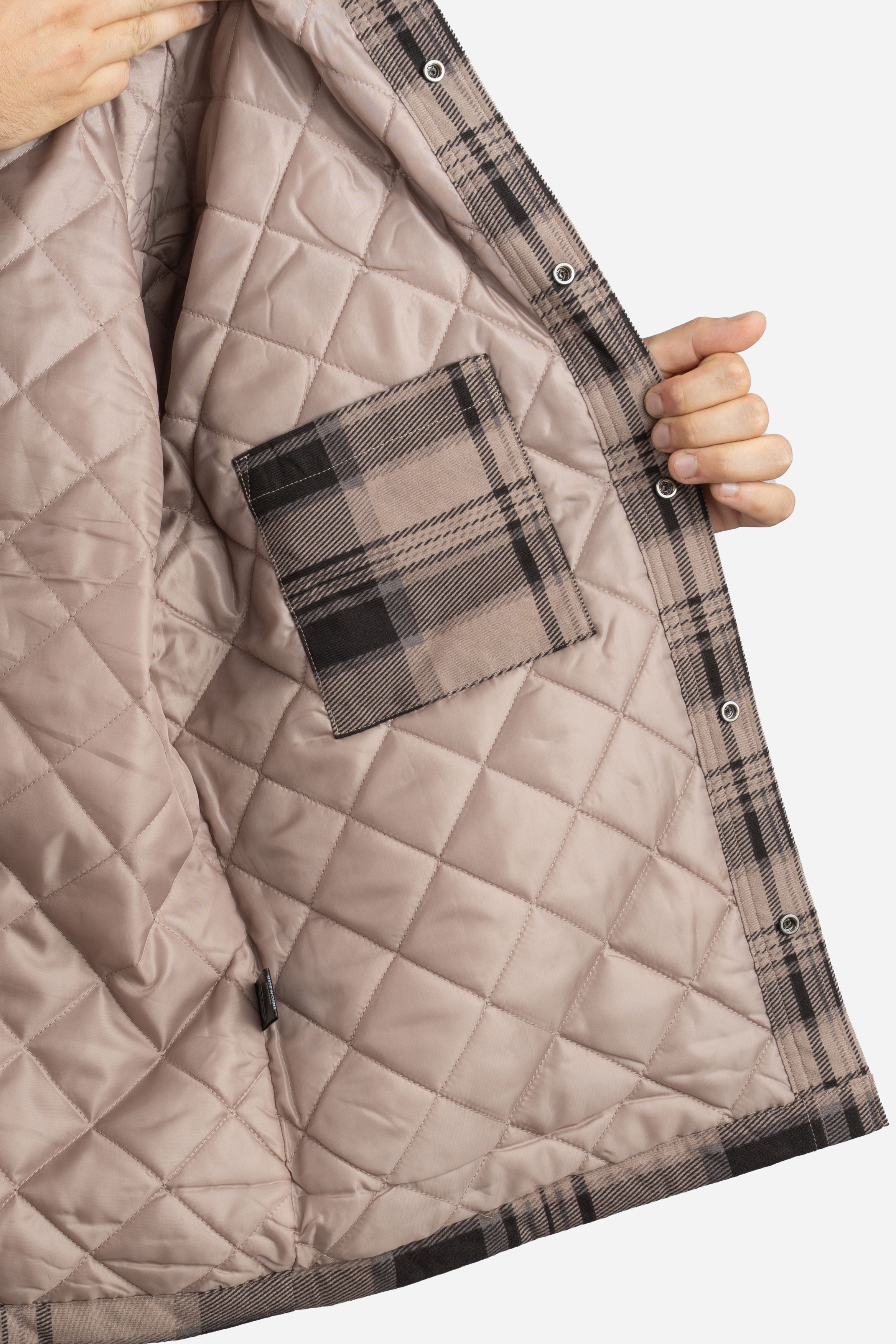 Padded Shacket Taupe Plaid