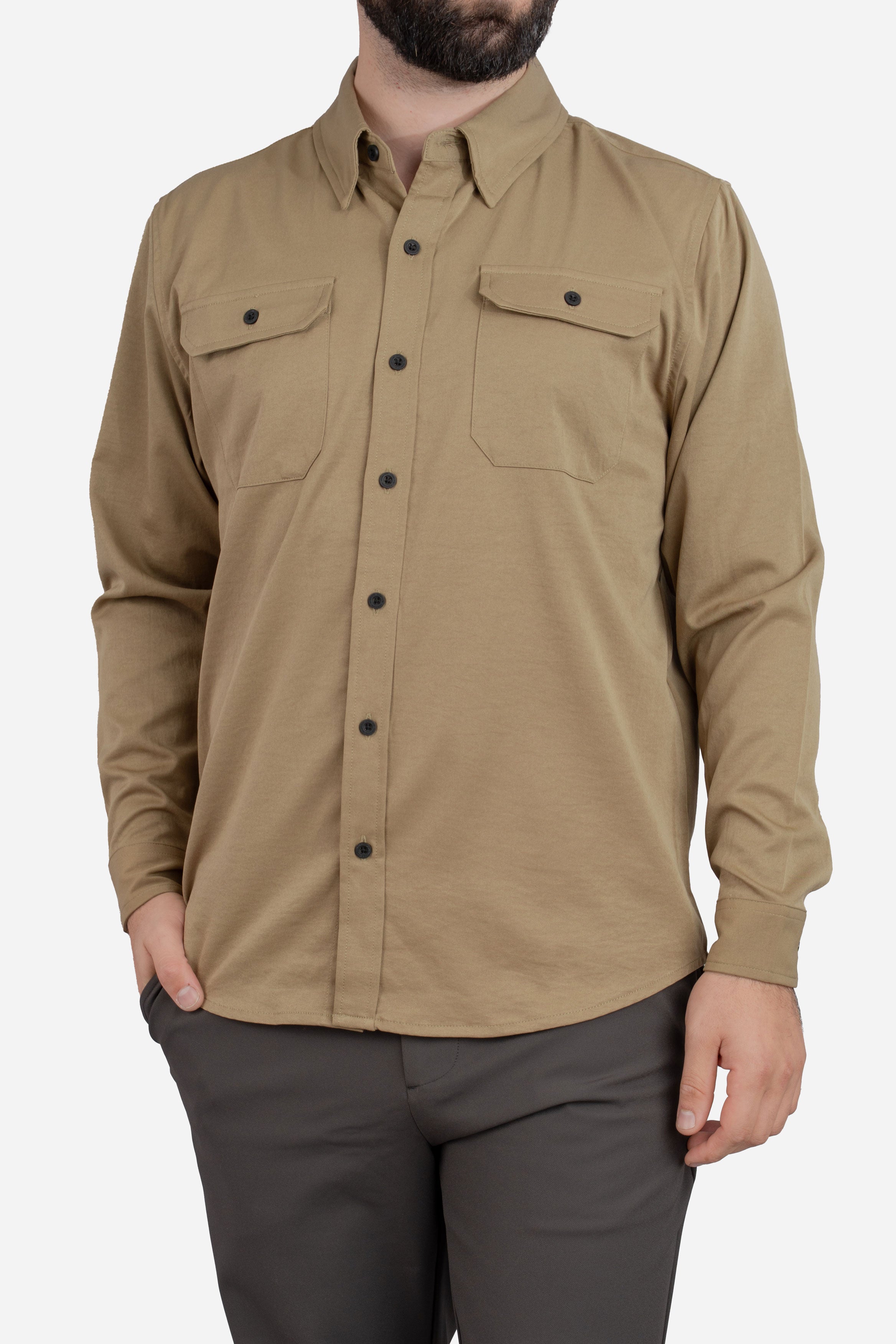 Roam Stonewash Button Down Shirt Desert