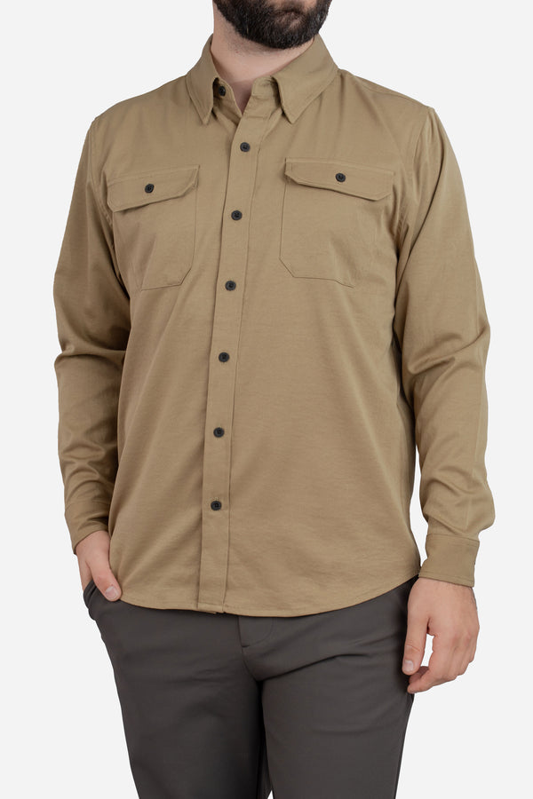 Roam Stonewash Button Down Shirt Desert
