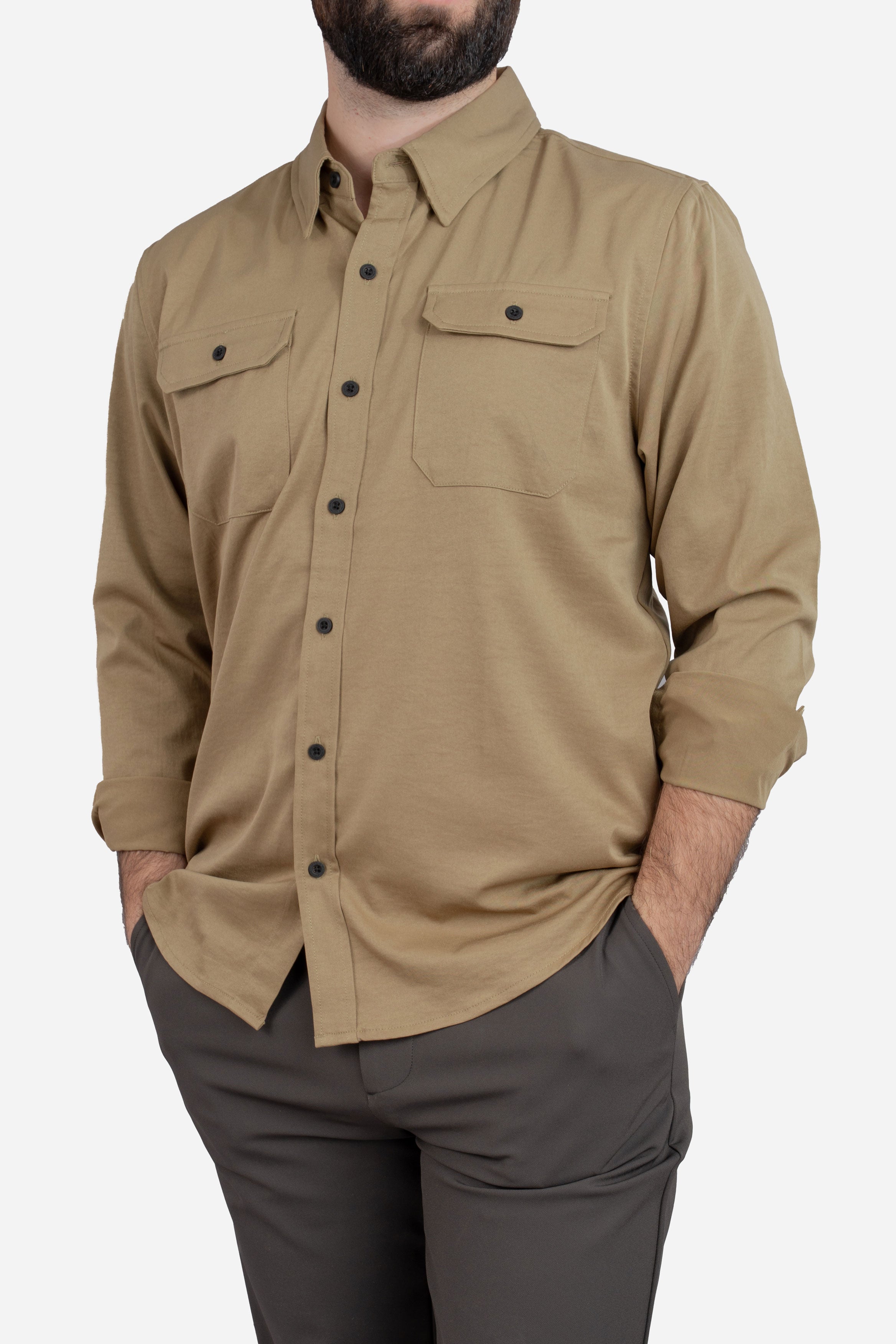 Roam Stonewash Button Down Shirt Desert
