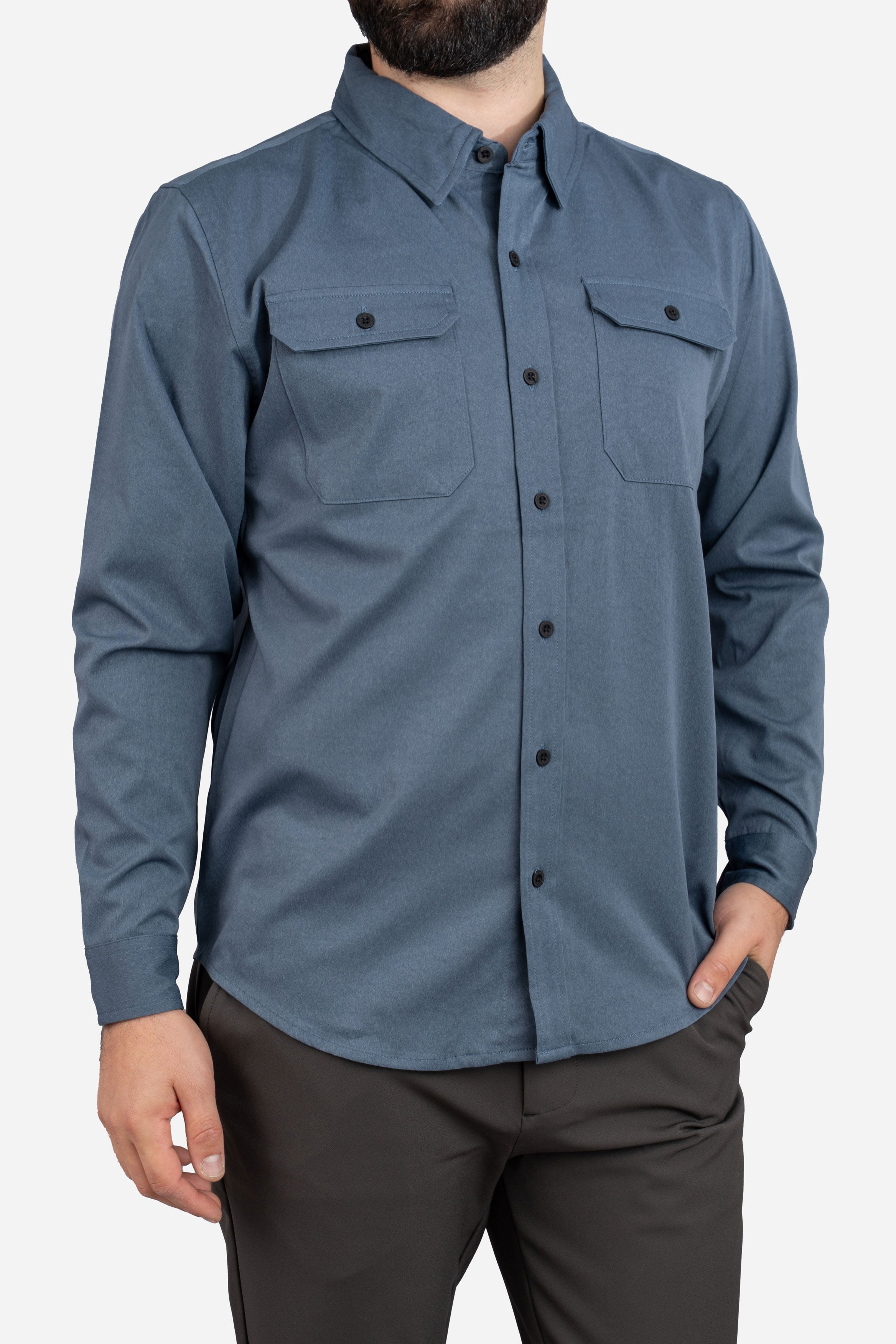 Roam Stonewash Button Down Shirt Slate