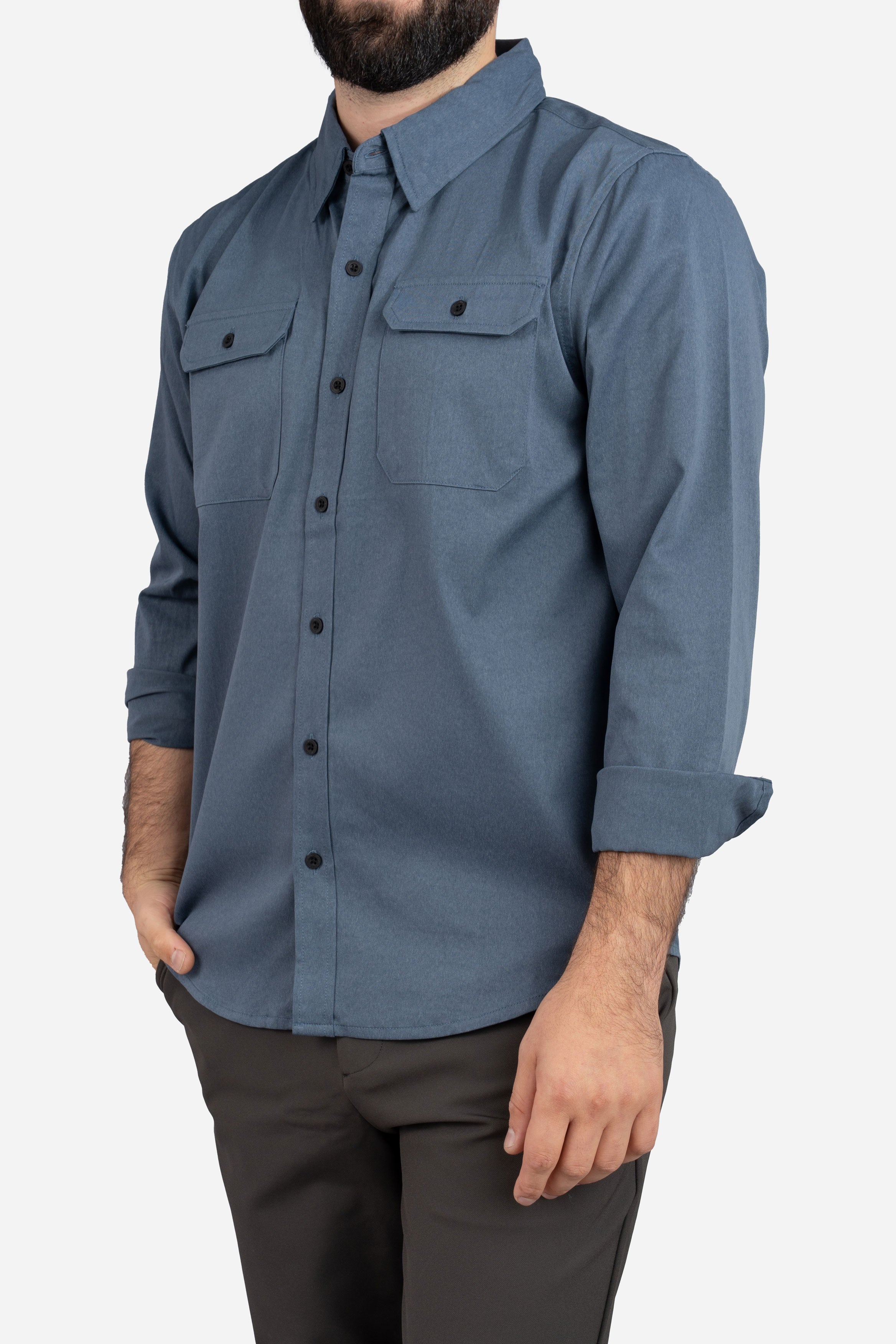 Roam Stonewash Button Down Shirt Slate