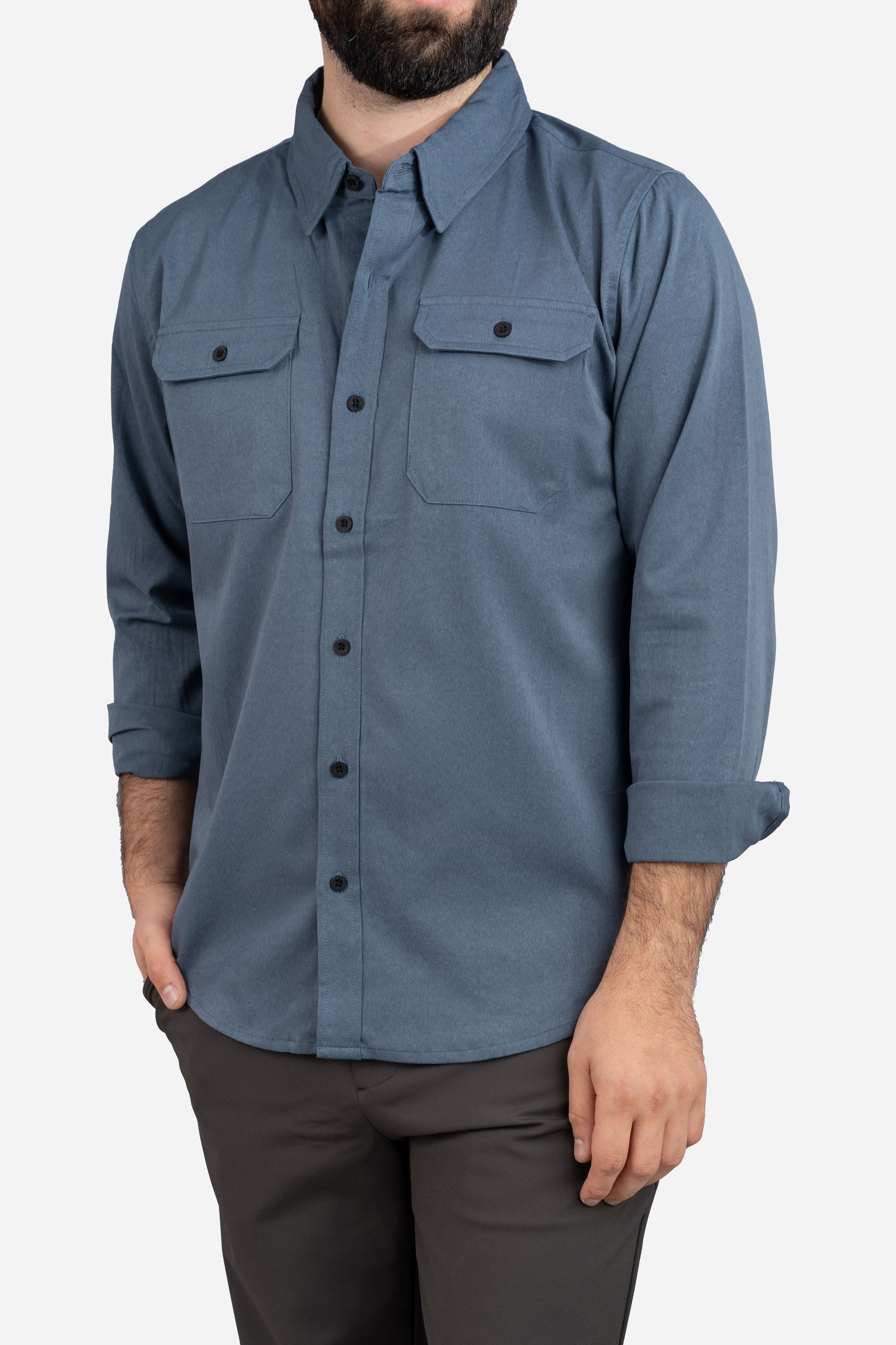 Roam Stonewash Button Down Shirt Slate