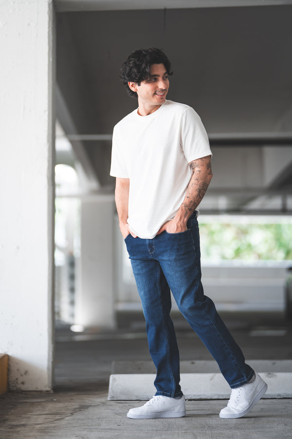 Straight Fit Stretch Jeans Medium Wash