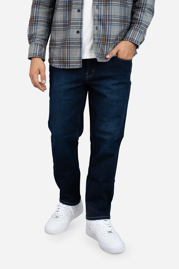 Straight Fit Stretch Jeans Dark Wash