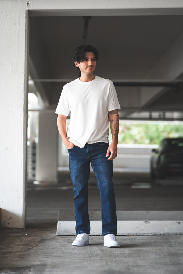 Straight Fit Stretch Jeans Medium Wash