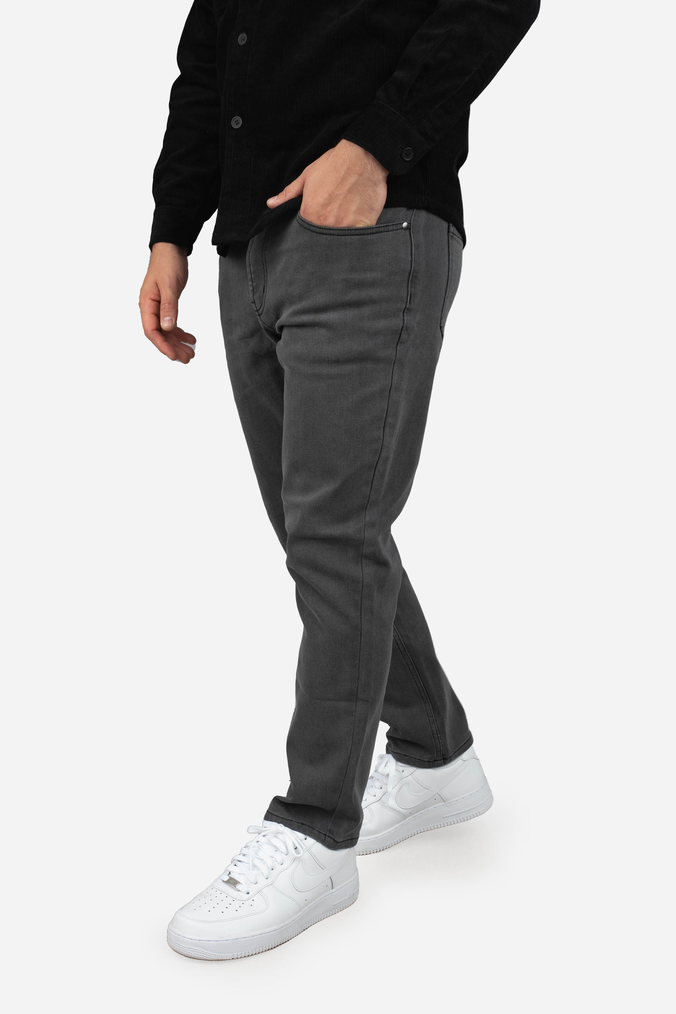 Straight Fit Stretch Jeans Gray