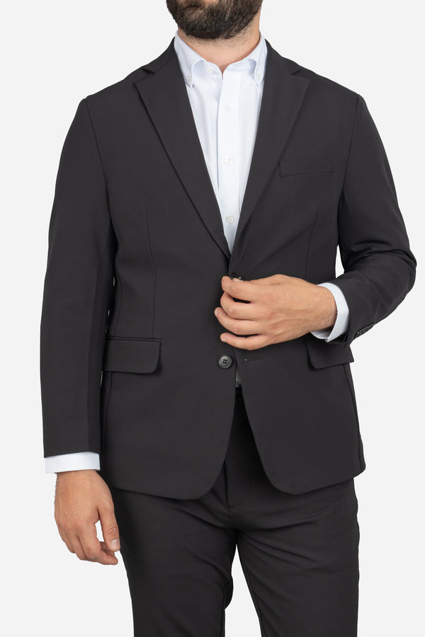 short black dress jacket Alba Tailored Jacket - Black | Wool Blend Button Front Jacket, Black / L (US8)