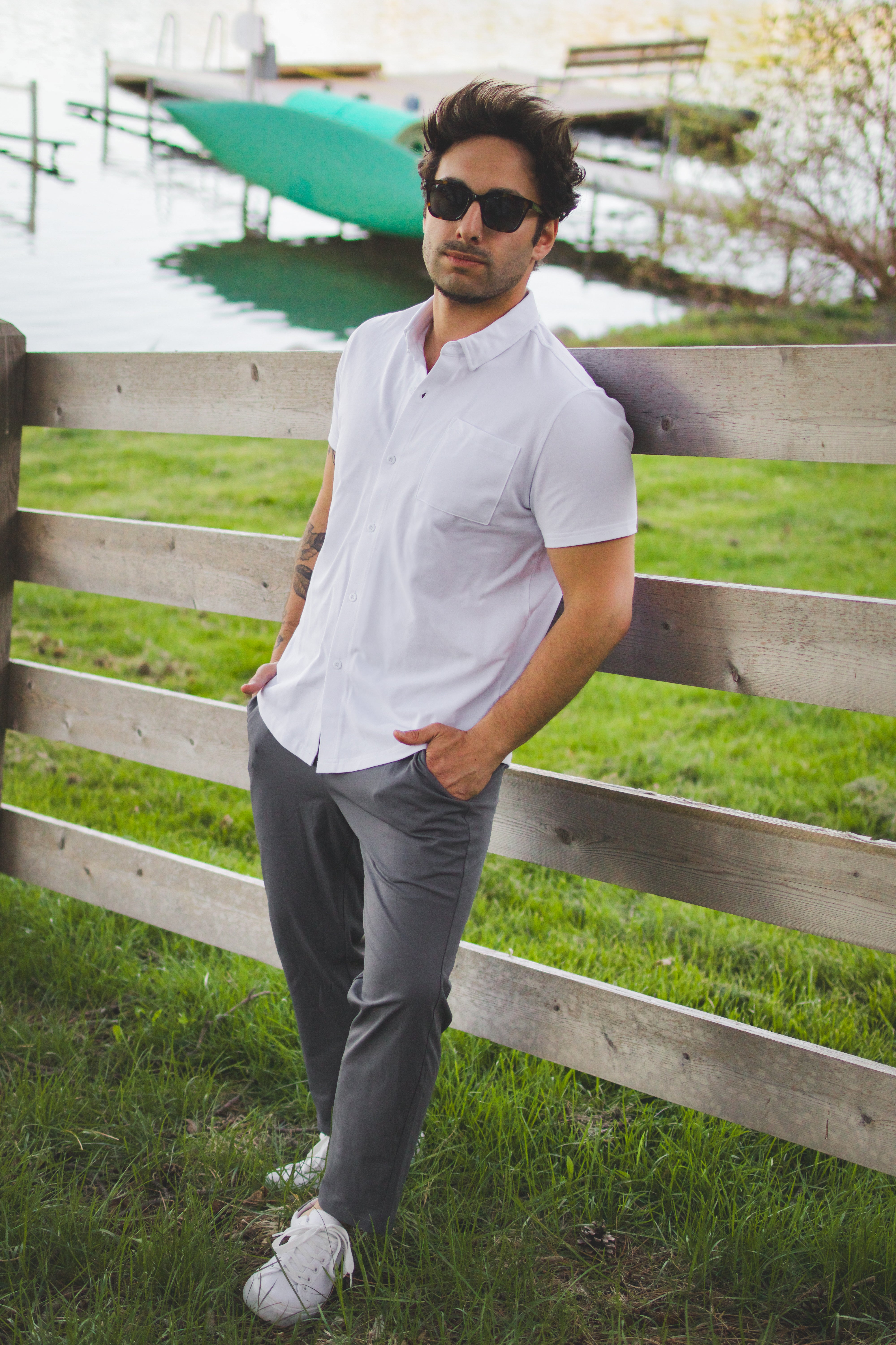 short sleeve white button up dress shirt Men's with Pocket XL / Blue Inspired by a classic silhouette Levi's Harlie Short-Sleeve Cropped Button