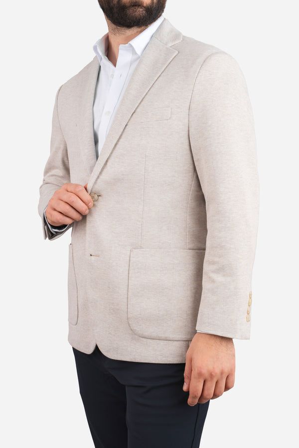 Stretch Blazer Beige Plaid