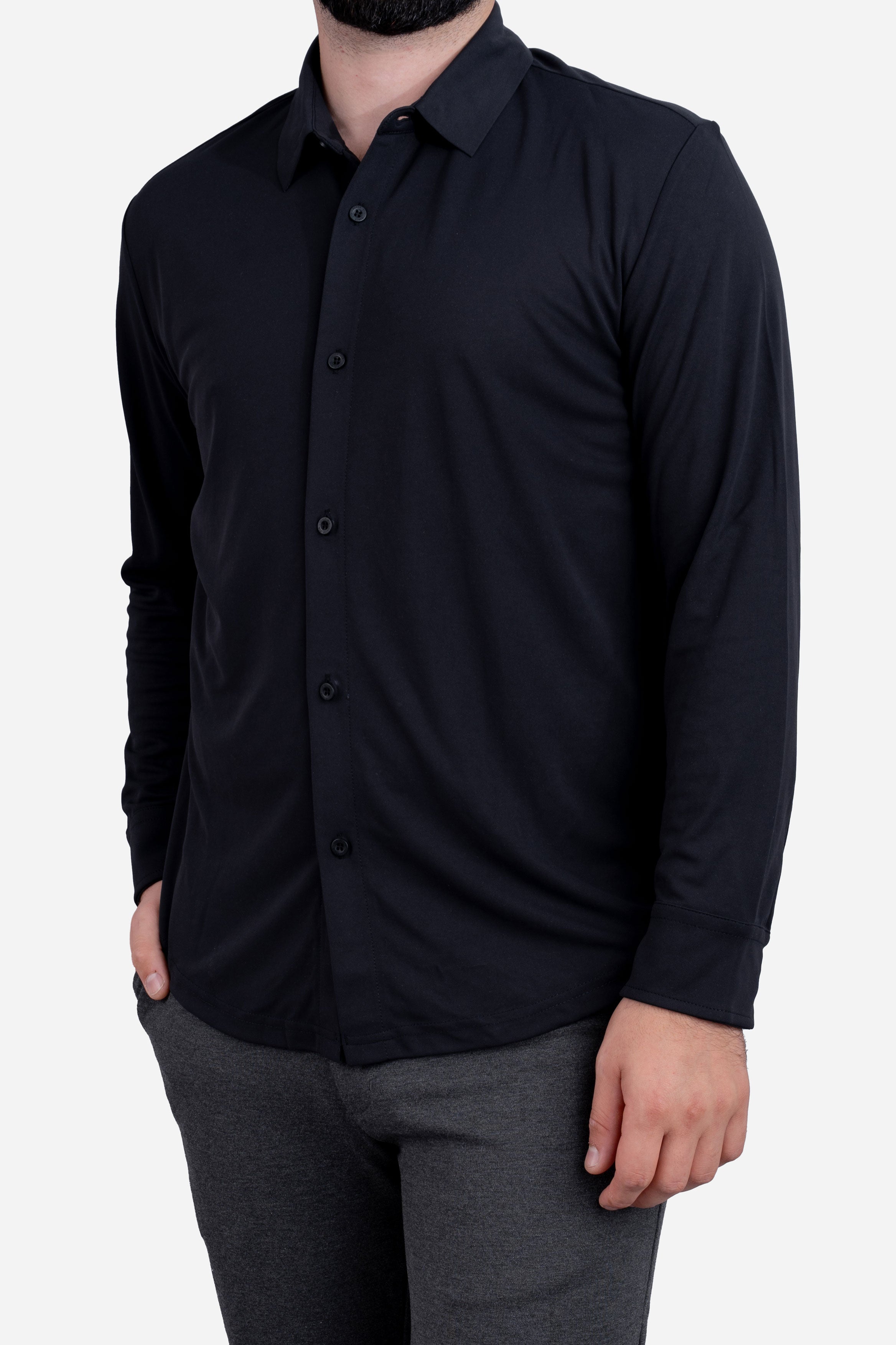 Tech Button Down Shirt Black