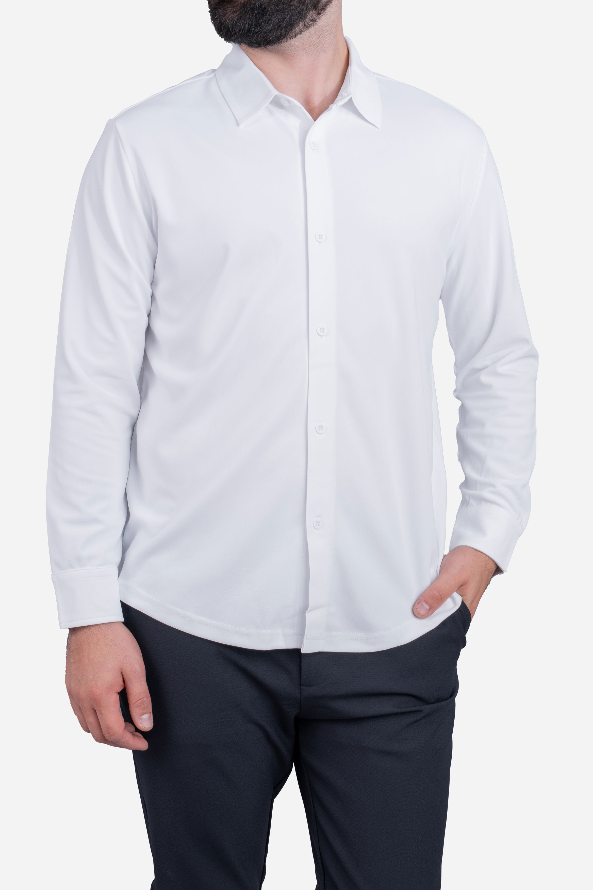 Tech Button Down Shirt White - Shorter Guy Button Down Shirts