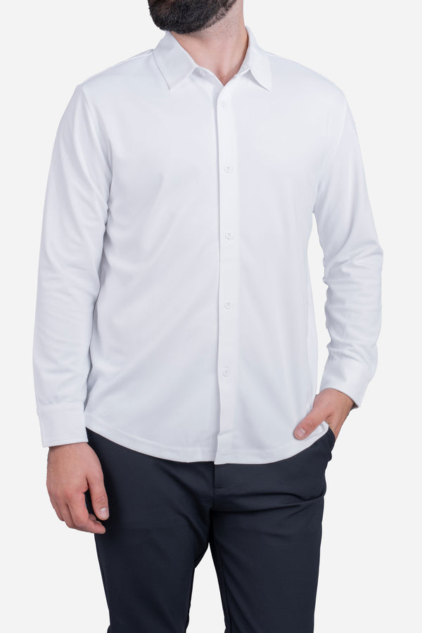 Tech Button Down Shirt White