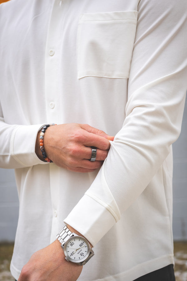 Performance Pique Button Down Shirt White