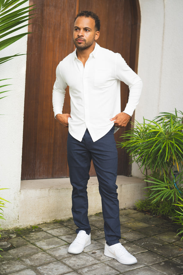 Garment Dyed Stretch Jeans Deep Sea