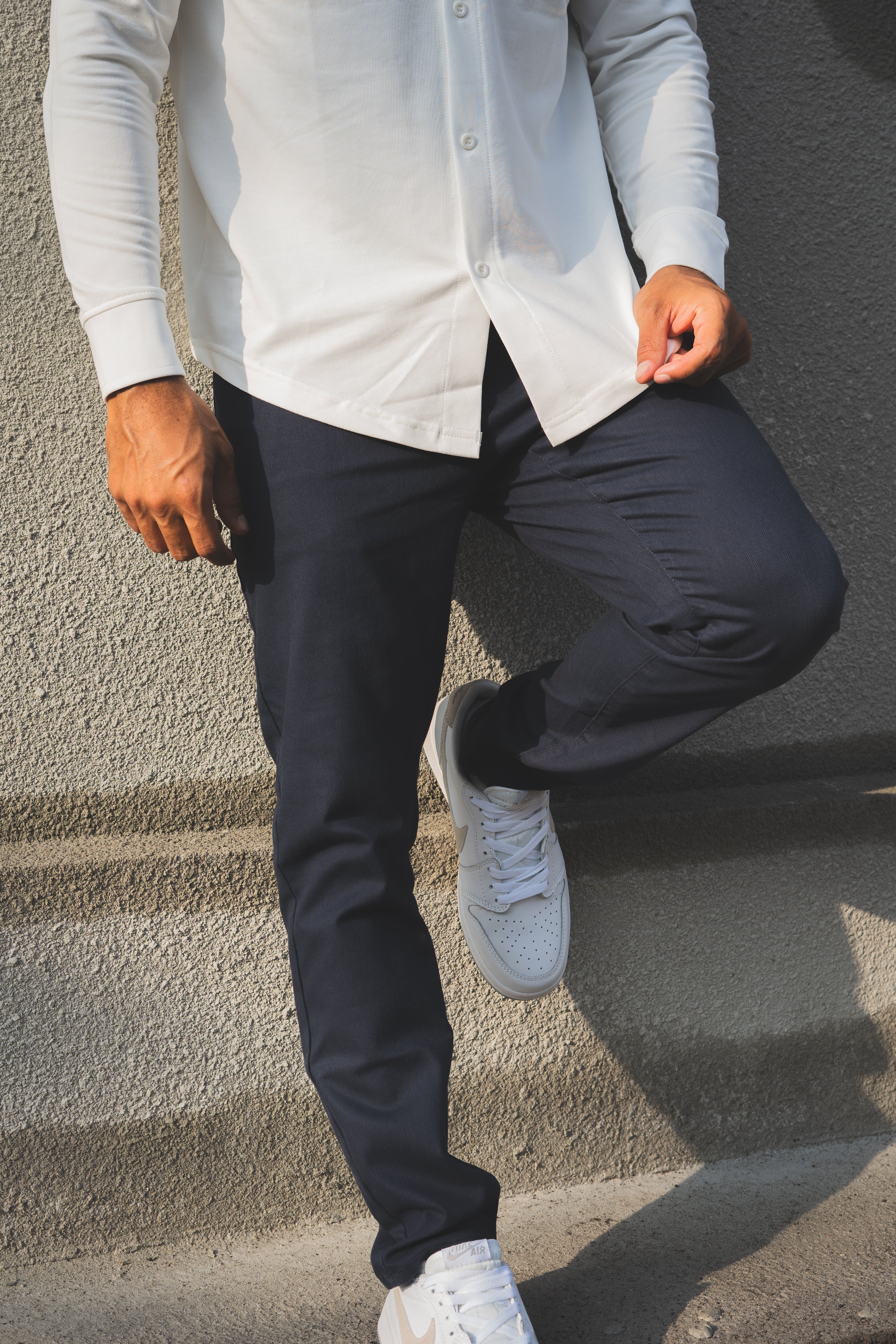 Garment Dyed Stretch Jeans Deep Sea