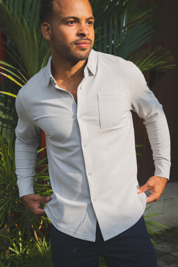 Performance Pique Button Down Shirt Mist