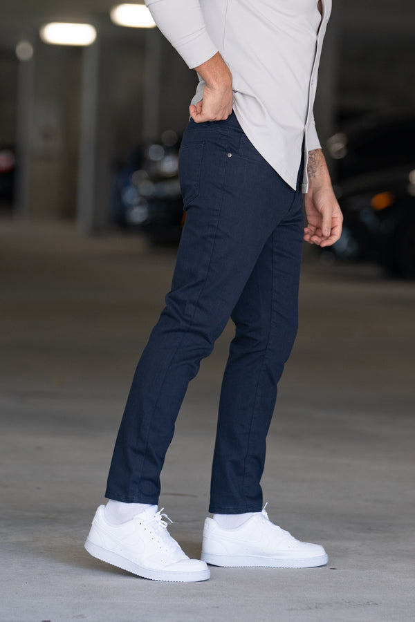 Garment Dyed Stretch Jeans Deep Sea