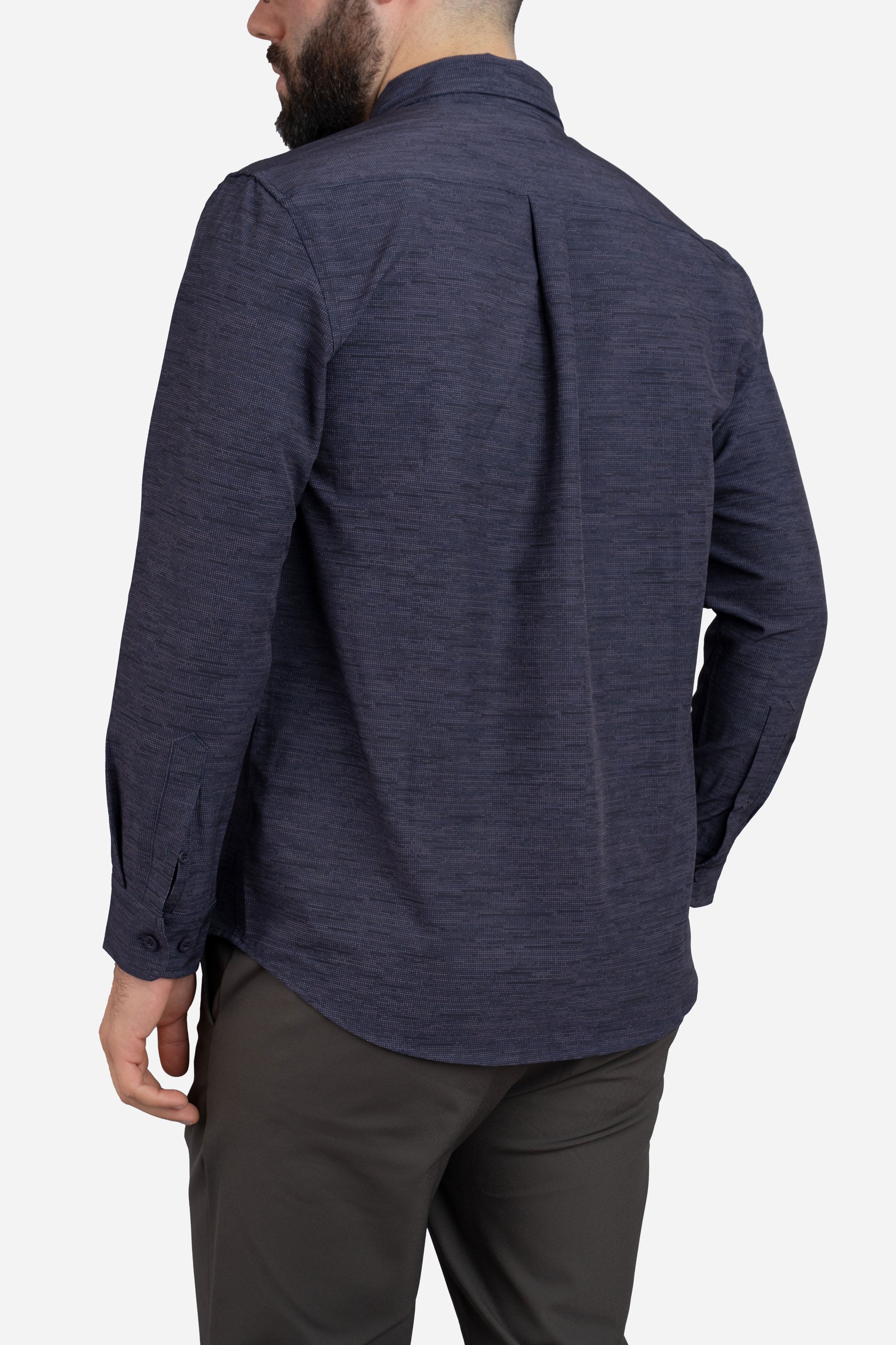 Warp Stretch Button Down Shirt Navy Camo