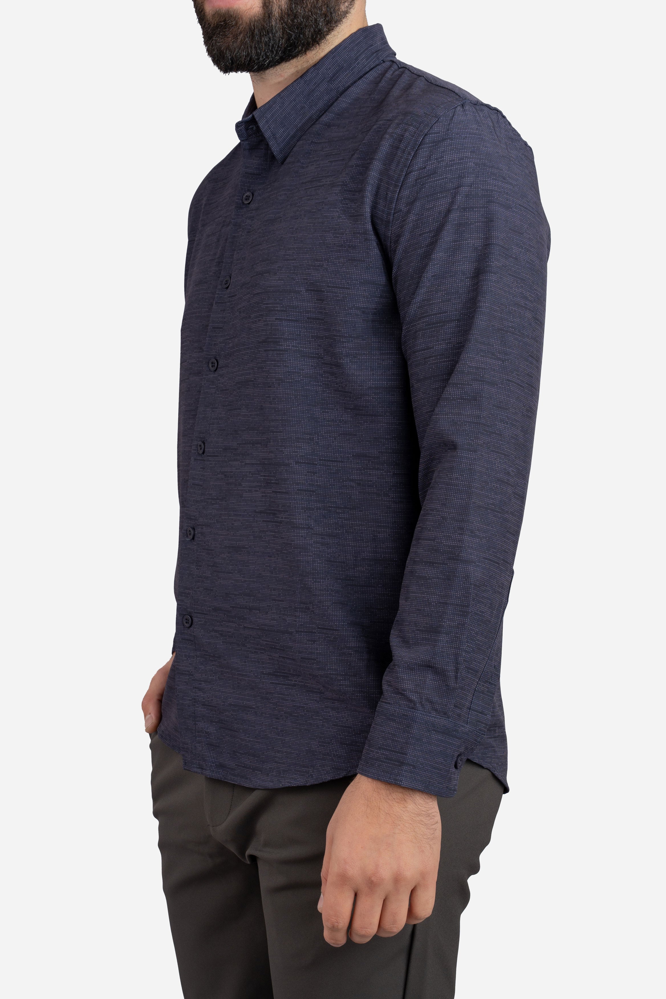 Warp Stretch Button Down Shirt Navy Camo