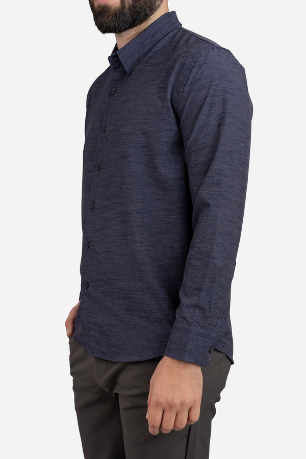 Warp Stretch Button Down Shirt Navy Camo